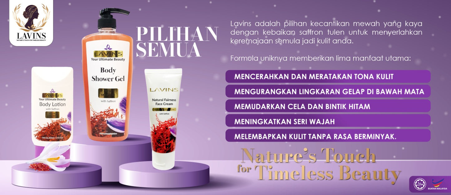 LAVINS BEAUTY SAFFRON RANGE - Saffron Face Cream | Saffron shower Gel | Saffron Body Lotion