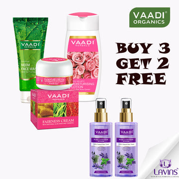 Buy 3 Get 2 Free | Fairness cream 30g /Neem Face wash 60ml/ Rich Velvety Moisturising Lotion with Pink Rose Extract   | Free 2 Lavender water Toner 110ml