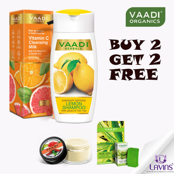 Buy 2 Get 2 Free | Vitamin C cleansing milk 110ml/ Dandruff Defense Lemon 110ml | Free Aloe vera facial Bar &  Lychee Lip Balm 10g